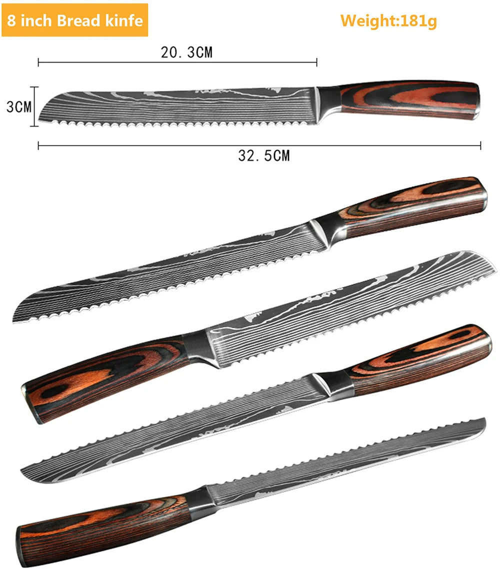 Juego de Cuchillos de Chef – Santoku Japonés, Patrón Damasco Láser, Ultra Afilados - 369 view