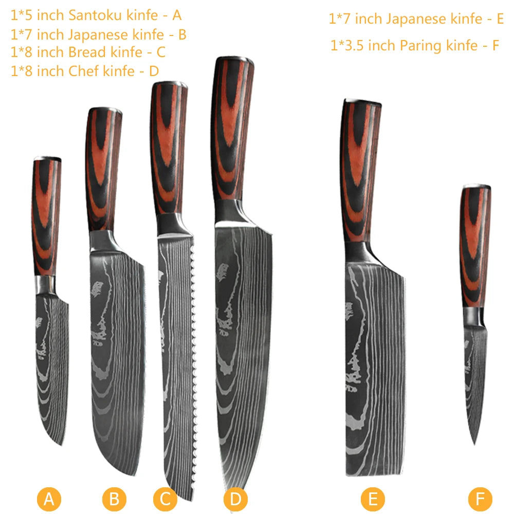Juego de Cuchillos de Chef – Santoku Japonés, Patrón Damasco Láser, Ultra Afilados - 369 view