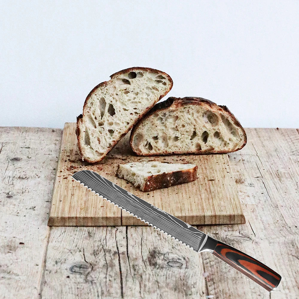 Juego de Cuchillos de Chef – Santoku Japonés, Patrón Damasco Láser, Ultra Afilados - 369 view