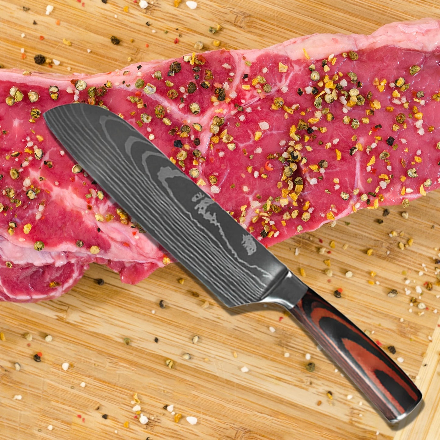 Juego de Cuchillos de Chef – Santoku Japonés, Patrón Damasco Láser, Ultra Afilados - 369 view