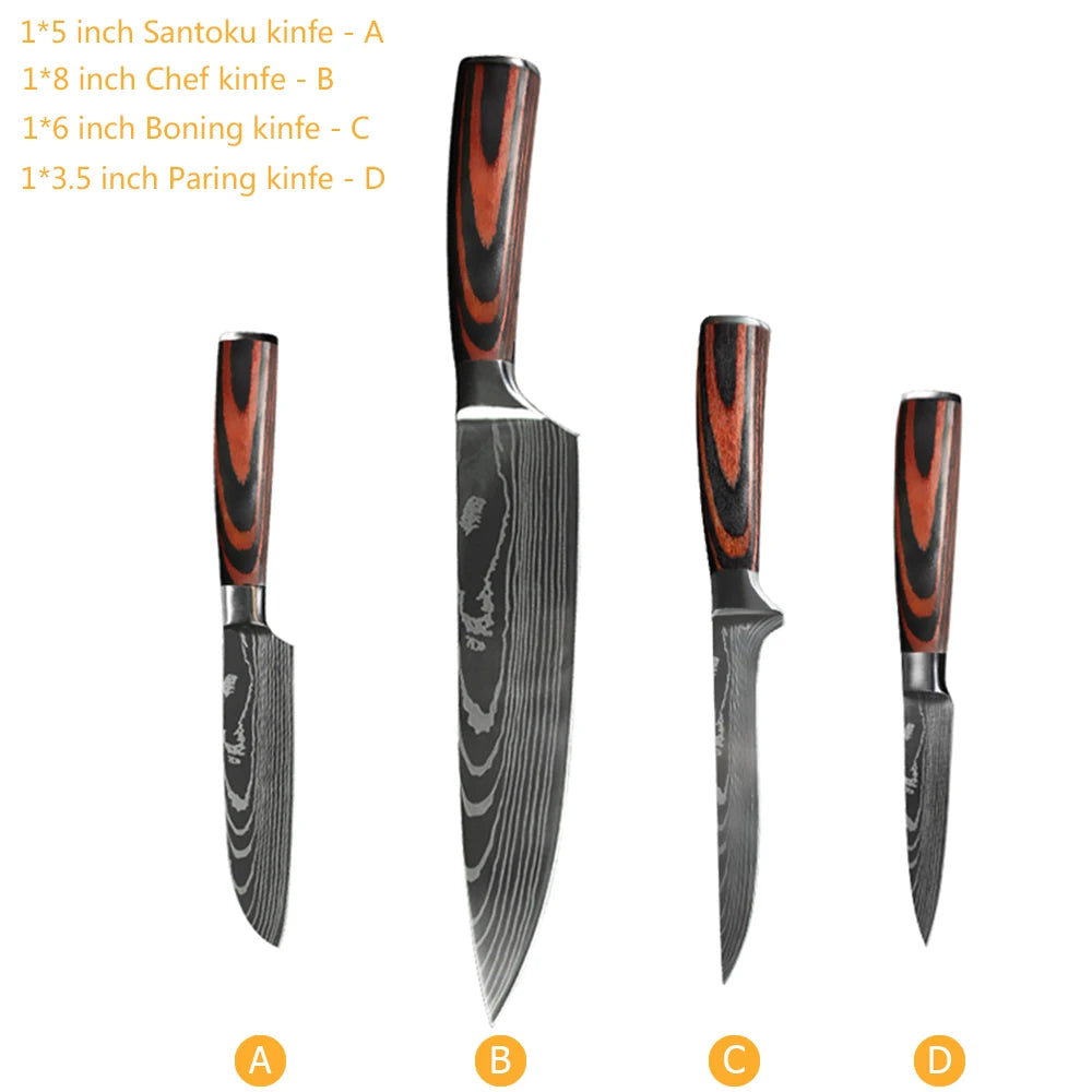 Juego de Cuchillos de Chef – Santoku Japonés, Patrón Damasco Láser, Ultra Afilados - 369 view