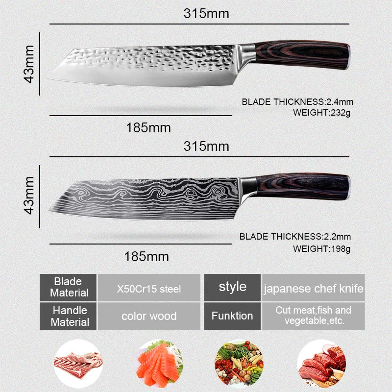 Cuchillo de Chef Japonés Kiritsuke Forjado a Mano - 369 view