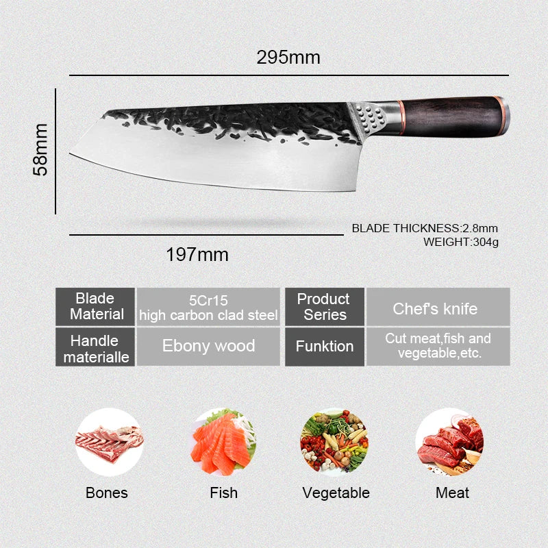 Cuchillo de Chef Japonés Kiritsuke Forjado a Mano - 369 view