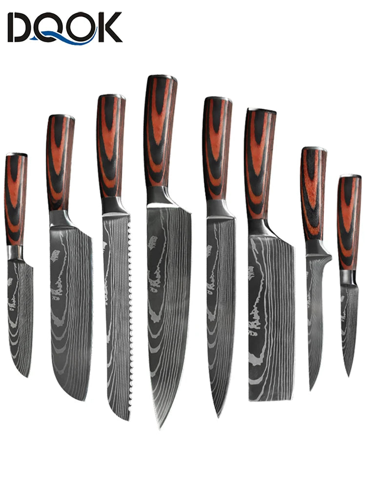 Juego de Cuchillos de Chef – Santoku Japonés, Patrón Damasco Láser, Ultra Afilados - 369 view