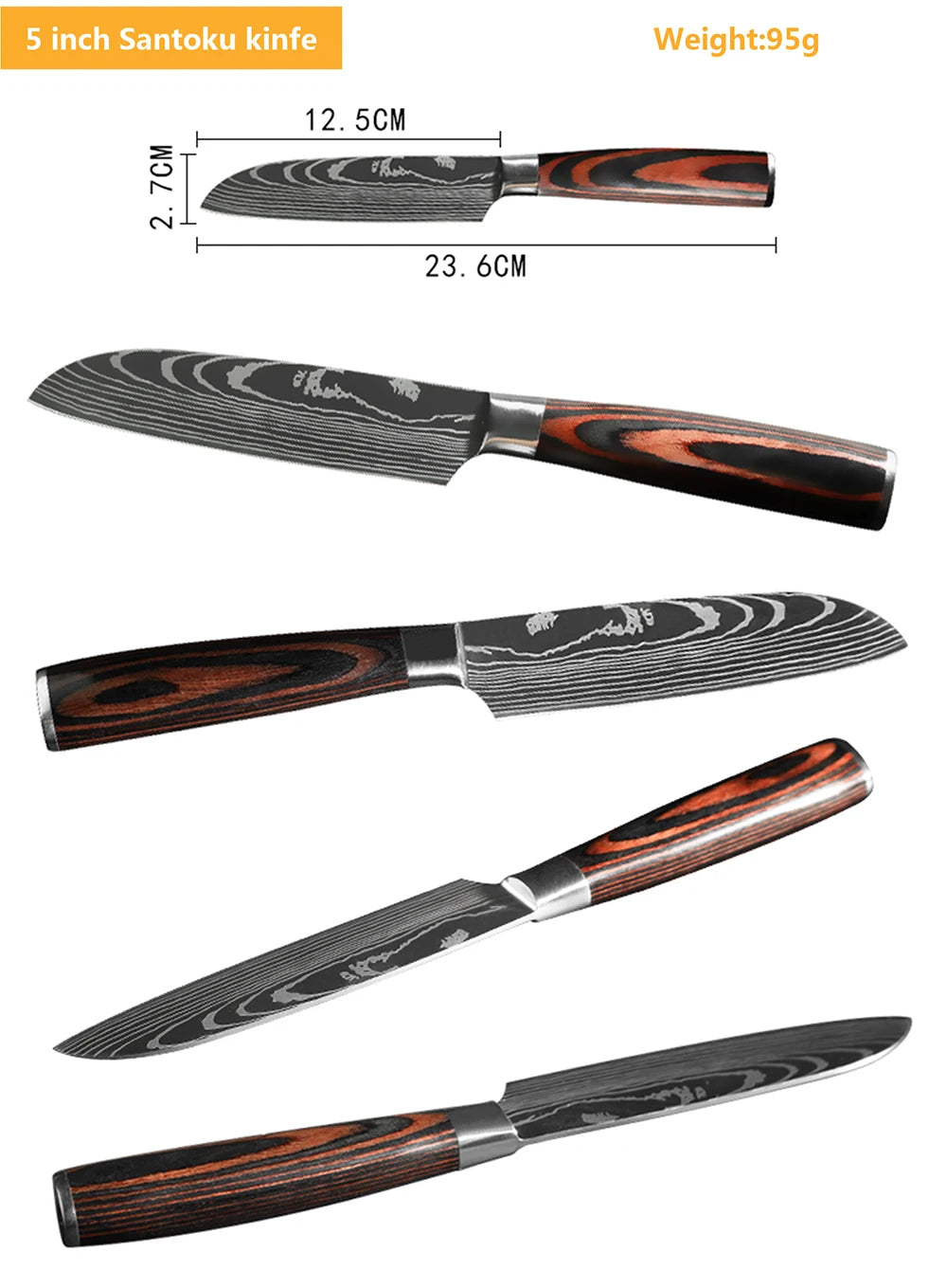 Juego de Cuchillos de Chef – Santoku Japonés, Patrón Damasco Láser, Ultra Afilados - 369 view