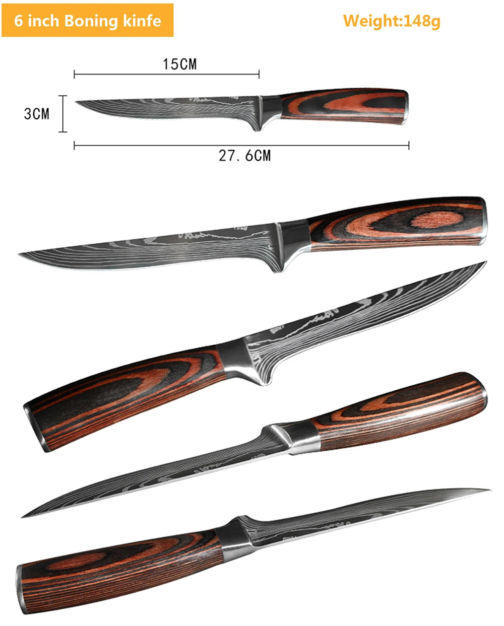 Juego de Cuchillos de Chef – Santoku Japonés, Patrón Damasco Láser, Ultra Afilados - 369 view