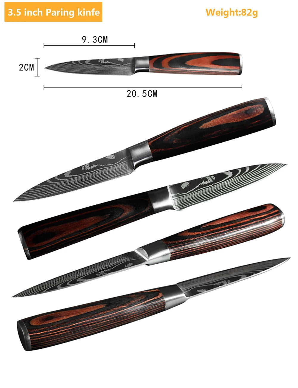 Juego de Cuchillos de Chef – Santoku Japonés, Patrón Damasco Láser, Ultra Afilados - 369 view