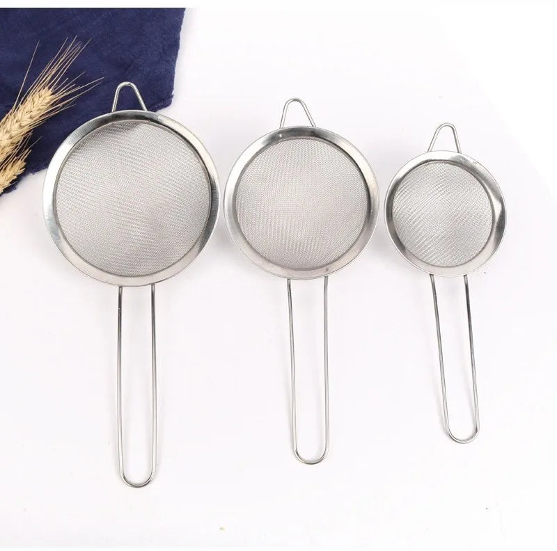 Stainless Steel Fine Mesh Oil Strainer Golden Flour Sifter Sieve Colanders Flour Coffee Mesh Filter Baking Tools Kitchen Bakware - 369 view