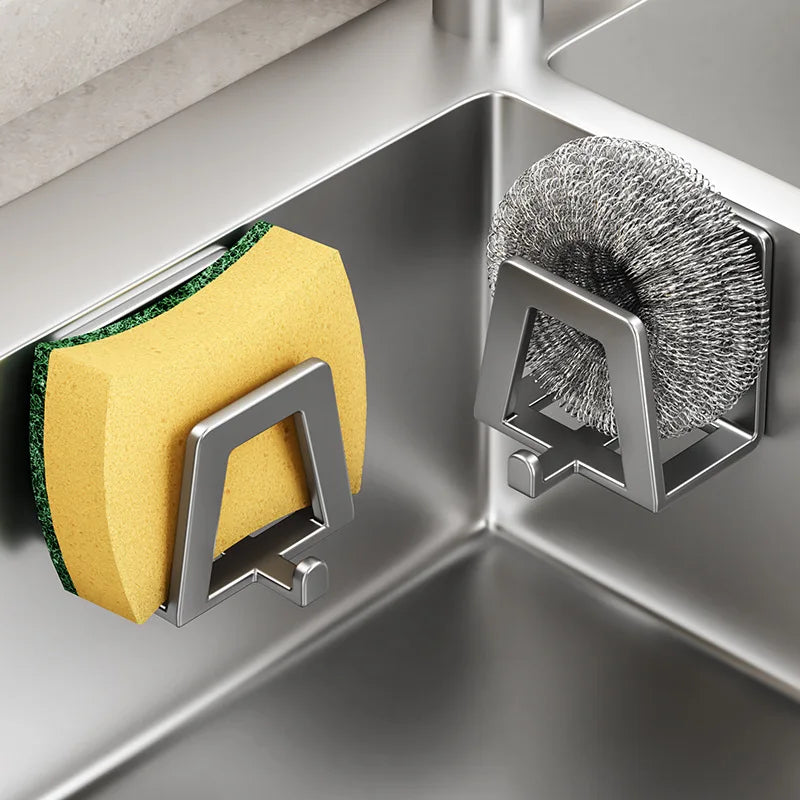 Soporte Adhesivo de Acero Inoxidable para Esponjas – Organizador de Fregadero