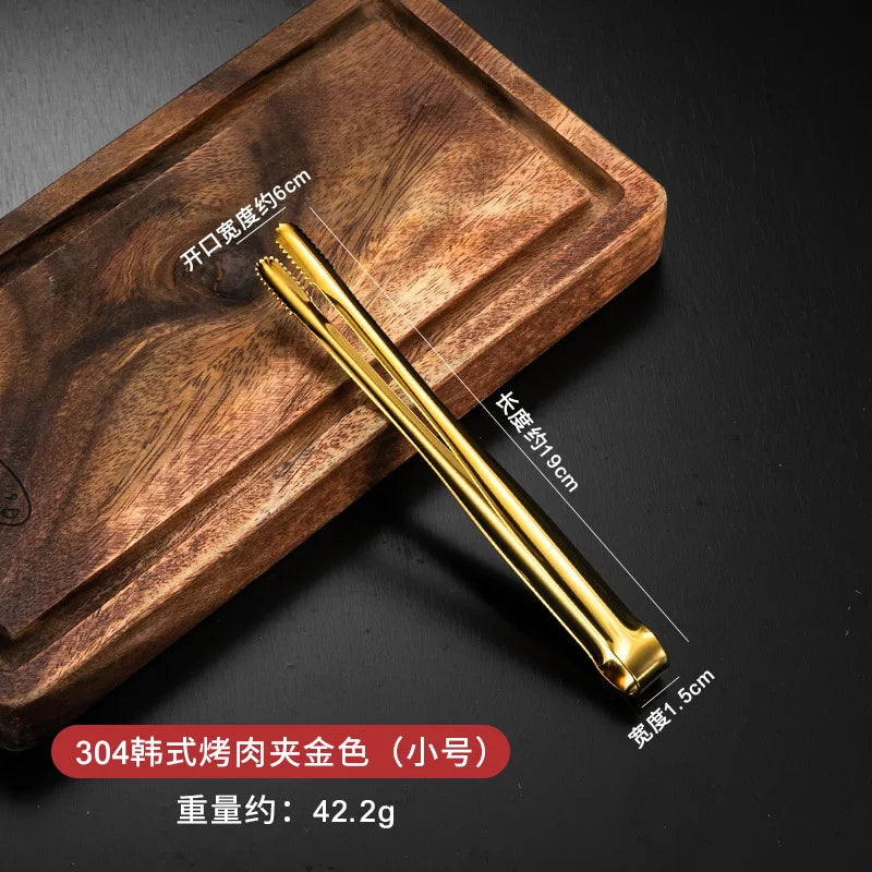 Dropshipping Stainless Steel Kitchen BBQ Tongs Non-stick Smart Grill Meat Clip Food Cooking Clamp Gold/Silver Accessories - 369 view