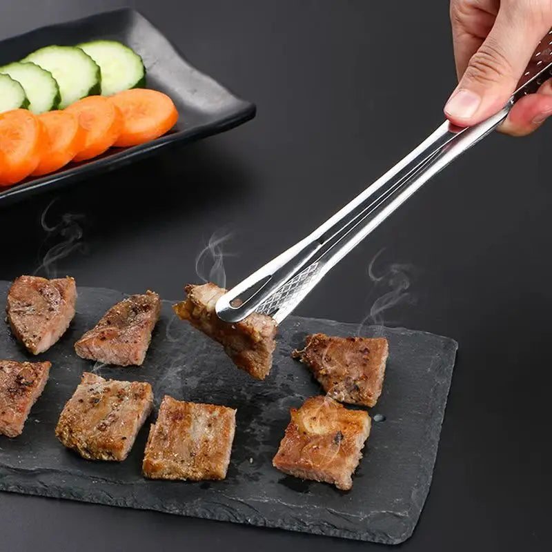 Food Tongs Stainless Steel Barbecue Tongs Meat Salad Steak Food Serving Tongs Tweezers Long BBQ Cooking Tongs Kitchen Utensils - 369 view