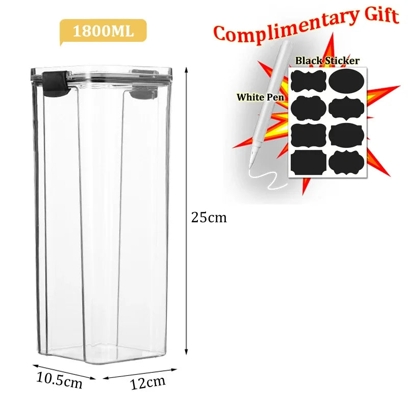 Food Box Storage Container With Airtight Lid Condiment Organizer Plastic Dispenser Jar Hermetic Kitchen Cereal Snack Spaghetti - 369 view