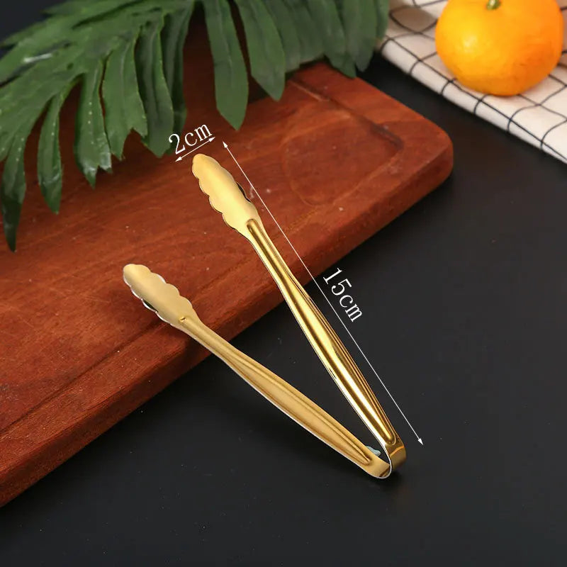 Dropshipping Stainless Steel Kitchen BBQ Tongs Non-stick Smart Grill Meat Clip Food Cooking Clamp Gold/Silver Accessories - 369 view