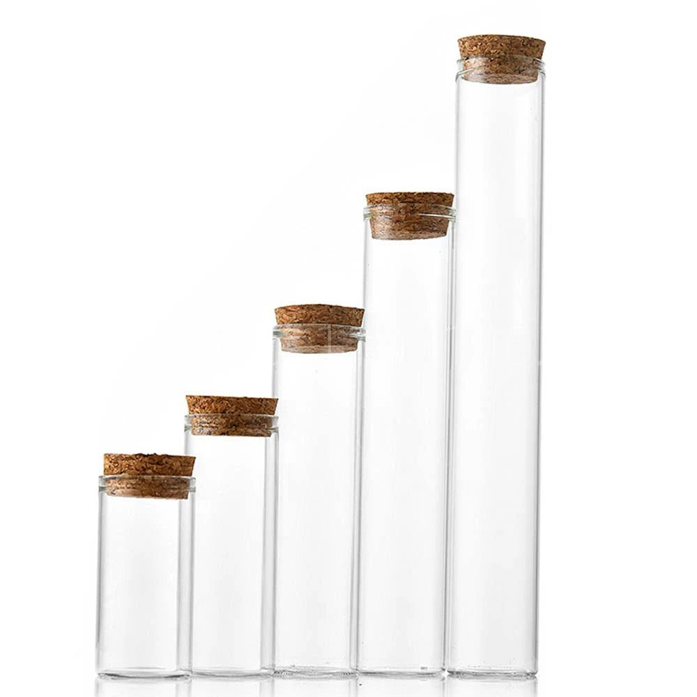 10ml/15ml/20ml/30ml/40ml/50ml/55ml/60ml/80ml/100ml Cork Stopper Dragees Jars BottlesSmall Glass Test Tube with Cork 20 pieces - 369 view