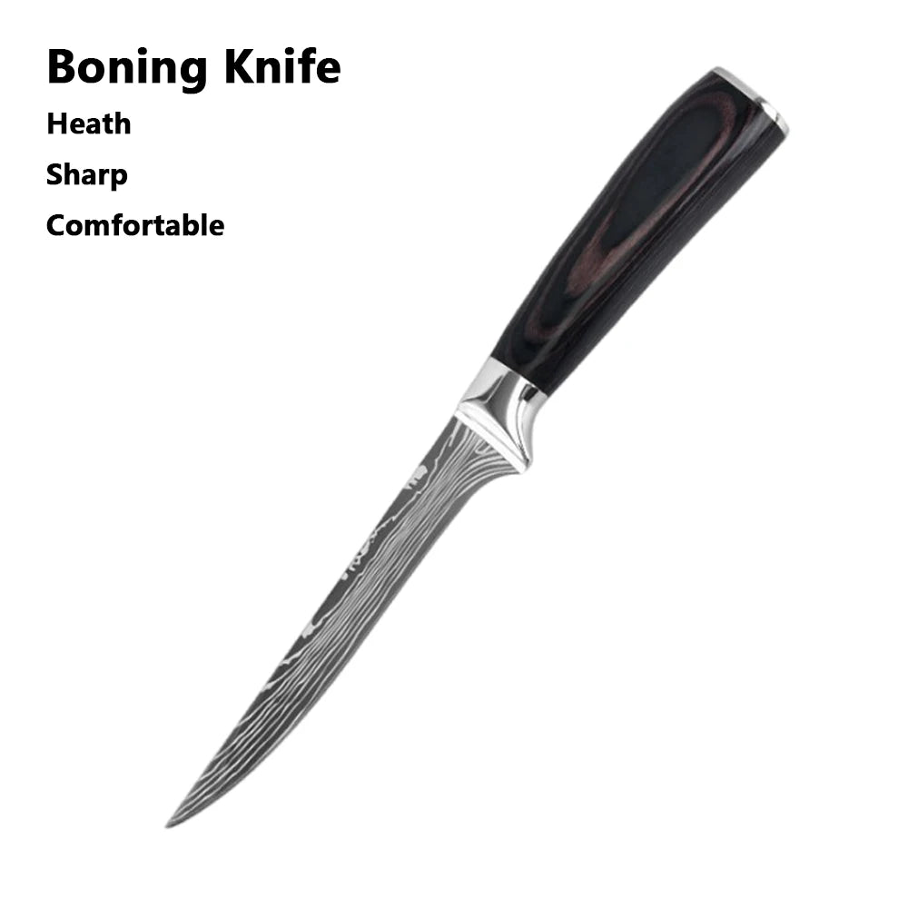 Juego de Cuchillos de Chef – Santoku Japonés, Patrón Damasco Láser, Ultra Afilados - 369 view