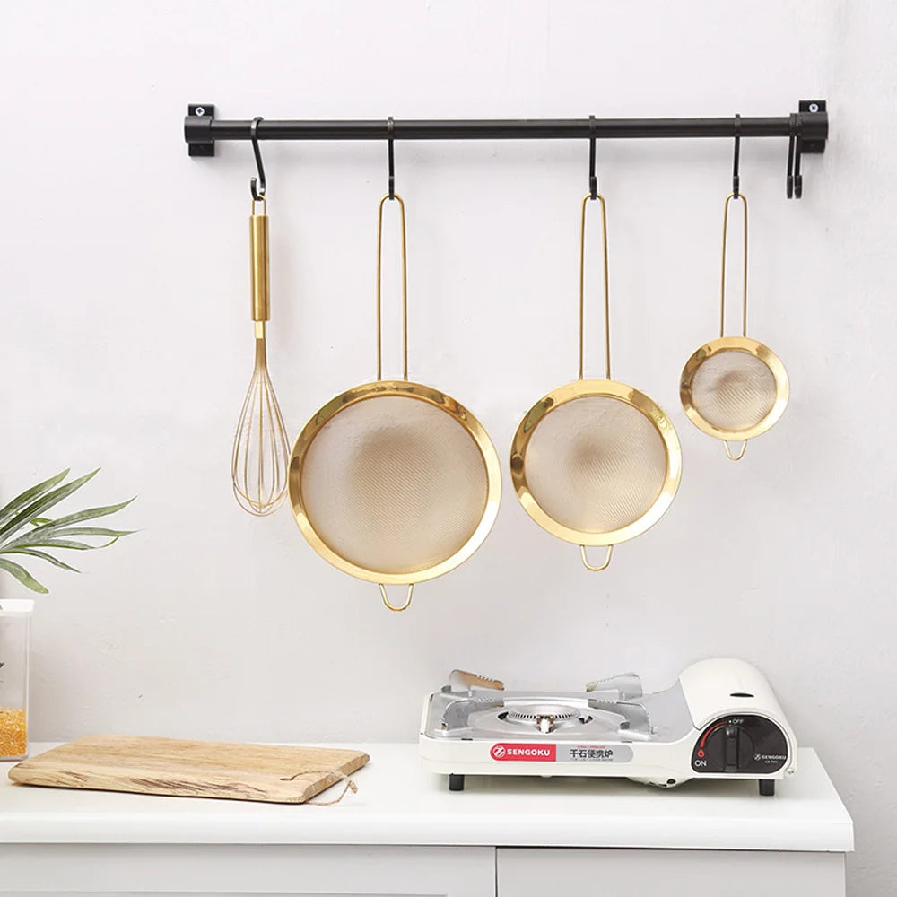 Stainless Steel Fine Mesh Oil Strainer Golden Flour Sifter Sieve Colanders Flour Coffee Mesh Filter Baking Tools Kitchen Bakware - 369 view
