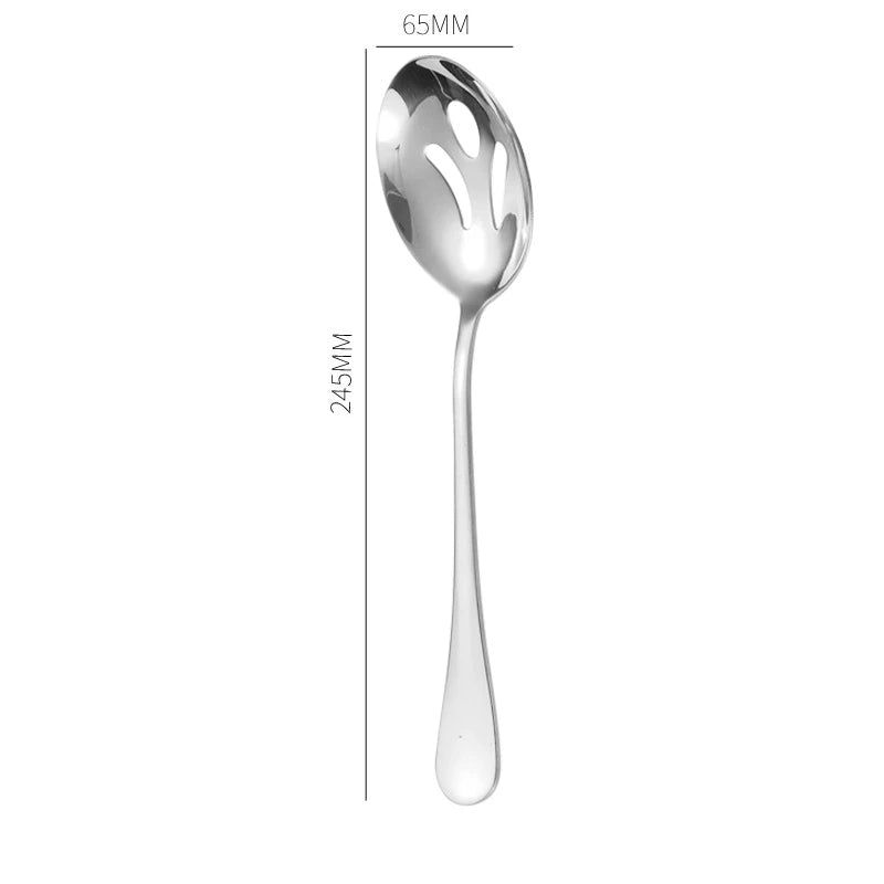 Stainless Steel Gold Korean Serving Spoon Tableware Soup Ladle Colander Fork Shovel Restaurant Public Cutlery Kitchen Utensil - 369 view