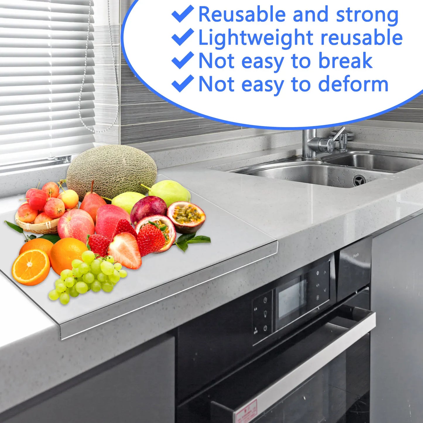 Acrylic Transparent Cutting Board with Lip 35x30cm Reusable Rectangular Kitchen Countertop Protection Board - 369 view