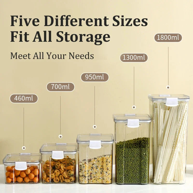 Food Box Storage Container With Airtight Lid Condiment Organizer Plastic Dispenser Jar Hermetic Kitchen Cereal Snack Spaghetti - 369 view