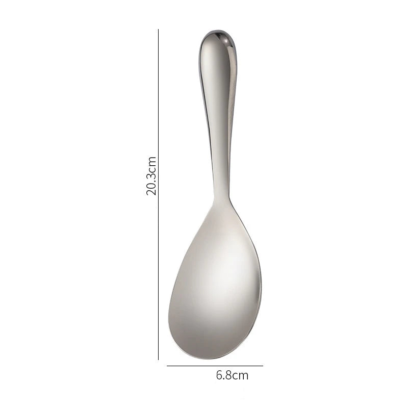 304 Stainless Steel Rice Spoon Thicken Short Handle Large Capacity Soup Spoon Silver Golden Buffet Serving Cutlery Cooking Tools - 369 view