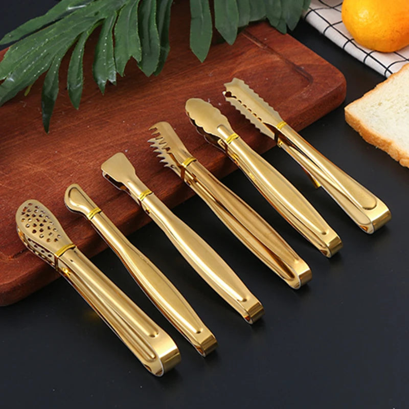 Dropshipping Stainless Steel Kitchen BBQ Tongs Non-stick Smart Grill Meat Clip Food Cooking Clamp Gold/Silver Accessories - 369 view
