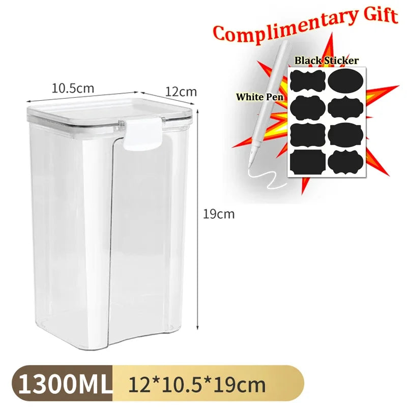 Food Box Storage Container With Airtight Lid Condiment Organizer Plastic Dispenser Jar Hermetic Kitchen Cereal Snack Spaghetti - 369 view