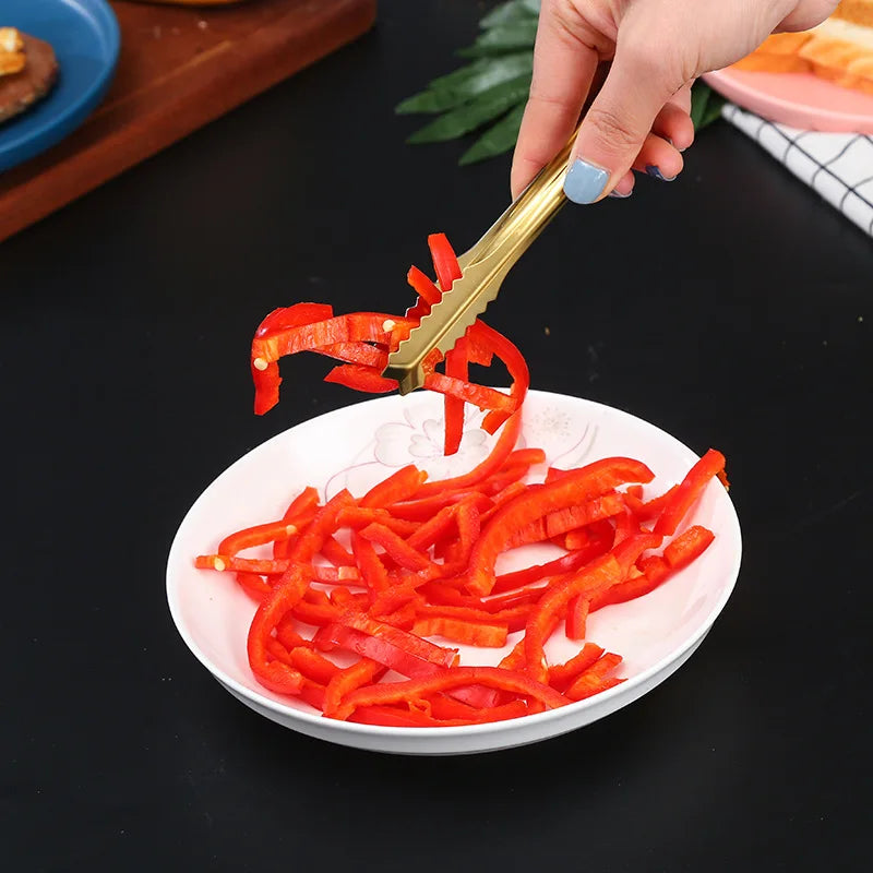 Dropshipping Stainless Steel Kitchen BBQ Tongs Non-stick Smart Grill Meat Clip Food Cooking Clamp Gold/Silver Accessories - 369 view