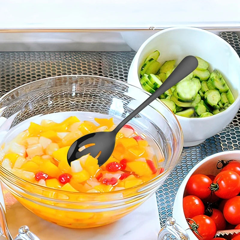 3Pcs/Set Salad Spoon Fork Set Dinnerware Stainless Steel Tableware Cutlery Set Serving Spoon Set Colorful Unique Spoon Flatware - 369 view