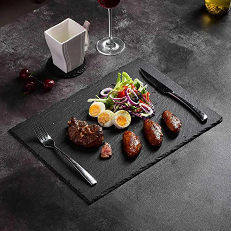 Plato de Pizarra Natural Cuadrado – Elegancia y Durabilidad