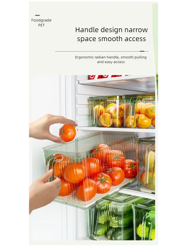 Caja de Almacenamiento para Refrigerador con Asa y Tapa – Apilable y Transparente