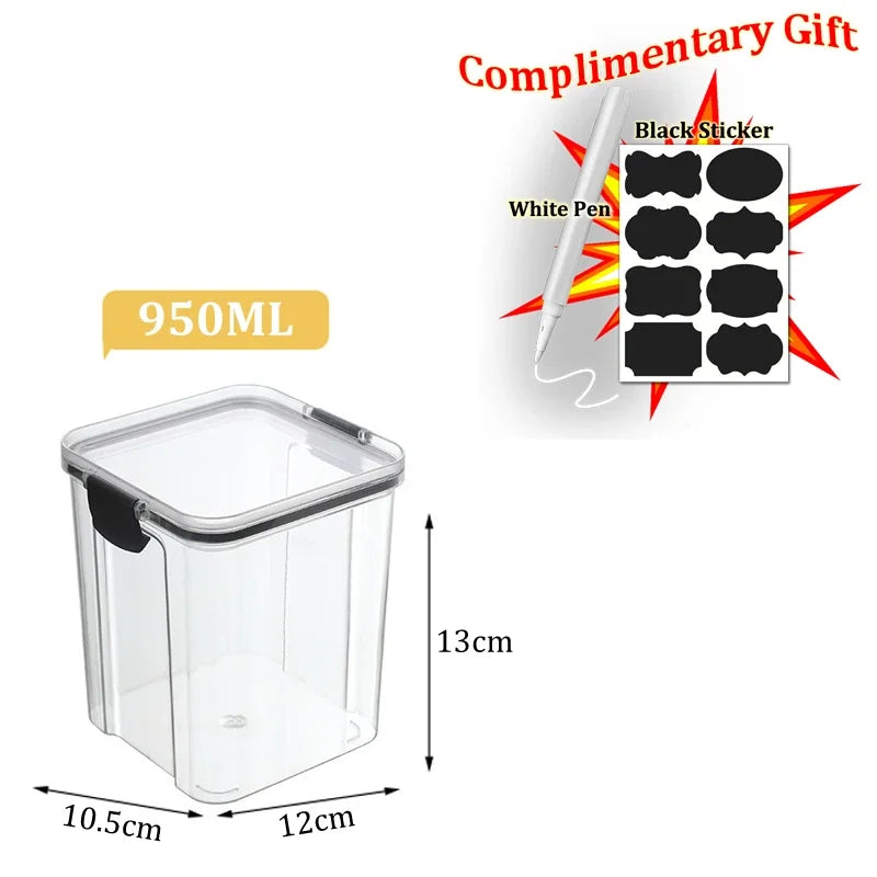 Food Box Storage Container With Airtight Lid Condiment Organizer Plastic Dispenser Jar Hermetic Kitchen Cereal Snack Spaghetti - 369 view