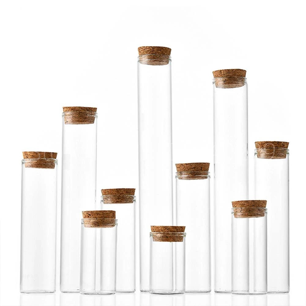 10ml/15ml/20ml/30ml/40ml/50ml/55ml/60ml/80ml/100ml Cork Stopper Dragees Jars BottlesSmall Glass Test Tube with Cork 20 pieces - 369 view