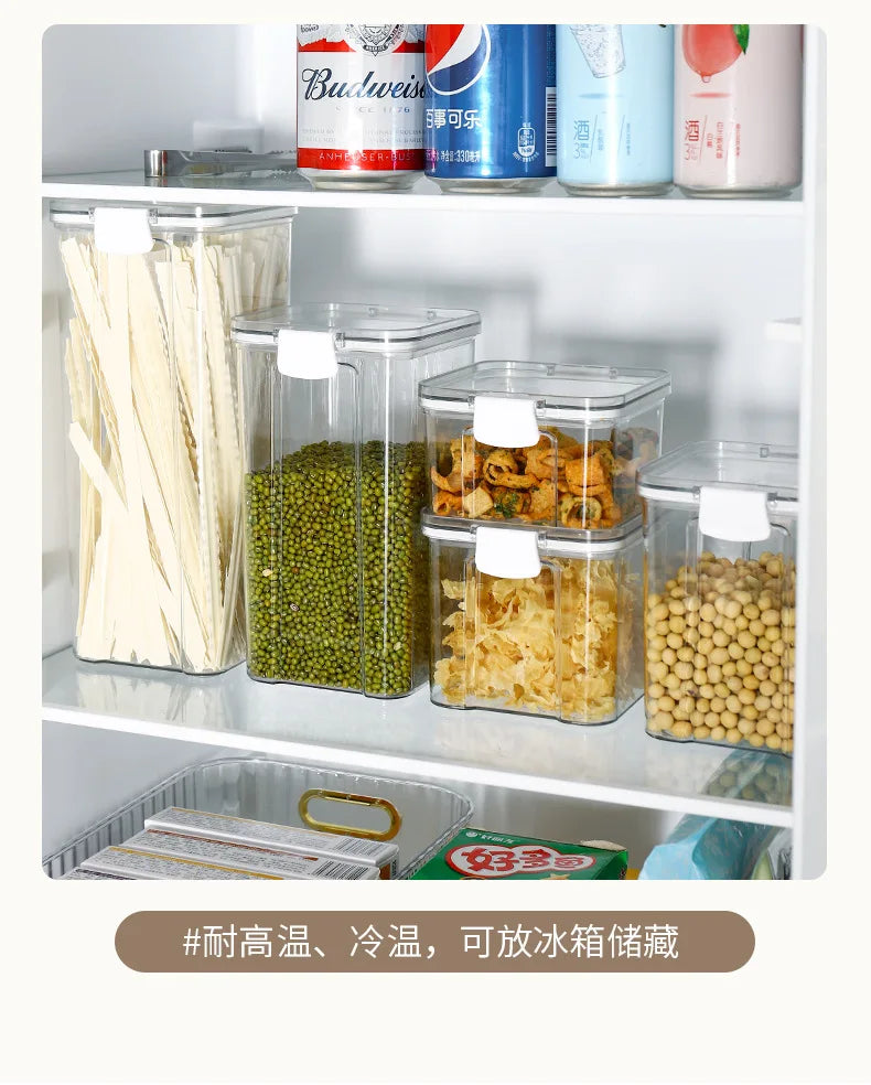 Food Box Storage Container With Airtight Lid Condiment Organizer Plastic Dispenser Jar Hermetic Kitchen Cereal Snack Spaghetti - 369 view