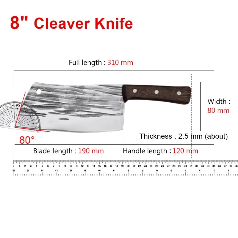 Cuchillo de Cocina Forjado a Mano – Tradicional, Afilado y Multiusos para Carne y Verduras - 369 view