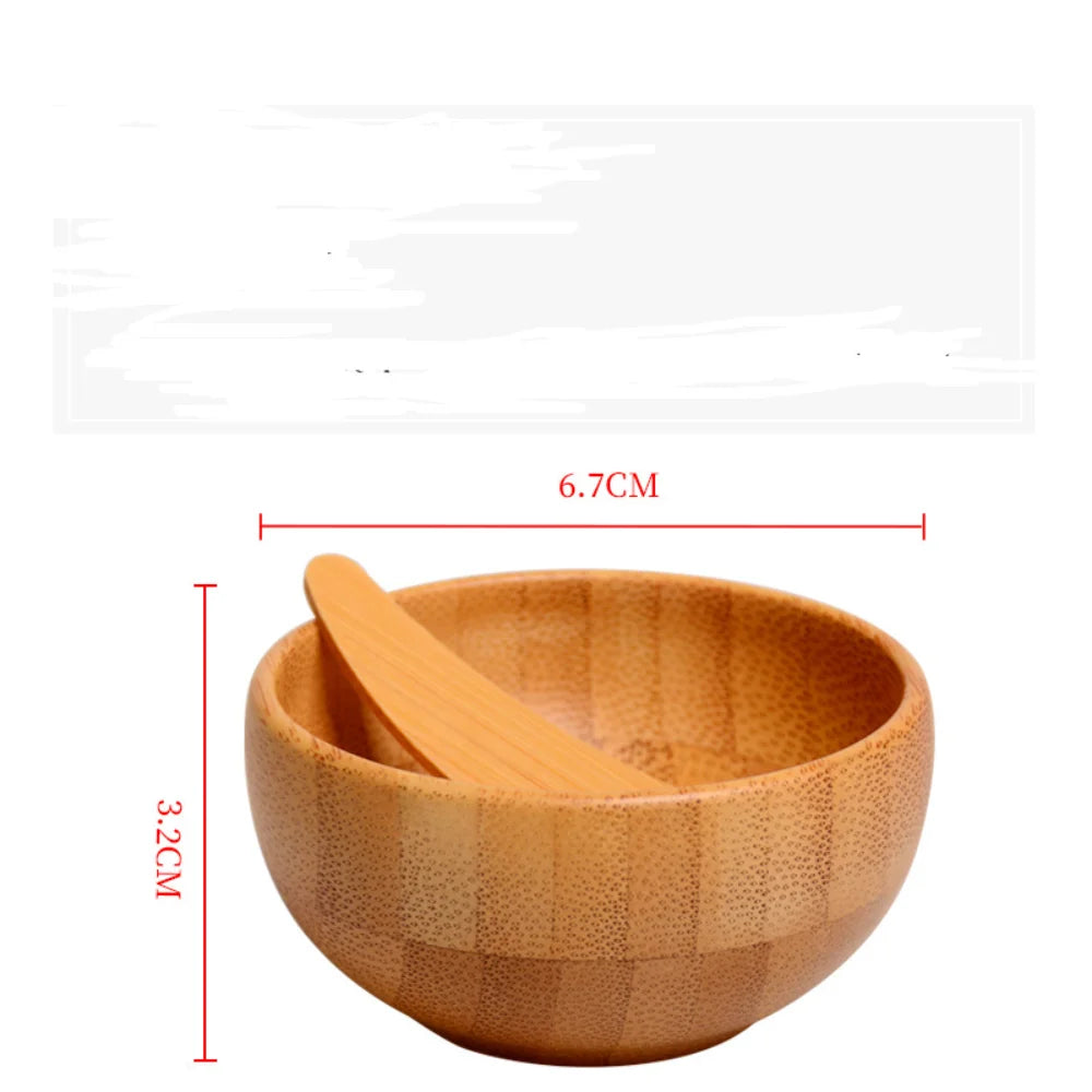 1/2/3pcs Mini Size Bamboo DIY Face Mask Mixing Bowl with Spoon Aromatherapy Bowl Set Massage Oil Face Care Makeup Tool Kits - 369 view