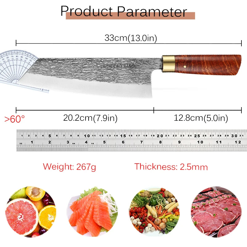Cuchillo de Chef Japonés Profesional Forjado a Mano - 369 view