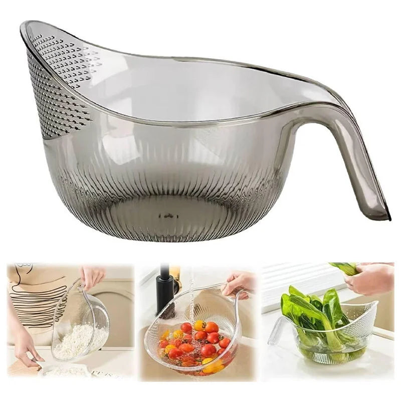 1PCS Multifunctional Rice Rinser Bowl Drainer Scoop Water Filter Cup Plastic Material For Washing Fruits Vegetables Draining - 369 view