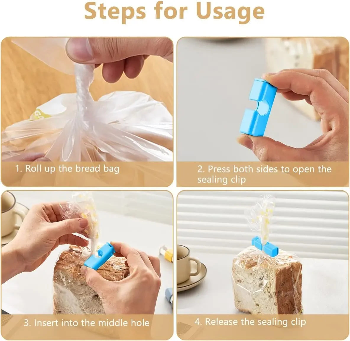 12/1Pcs Food Sealing Clips Bread Storage Bag Clips For Snack Wrap Bags Spring Clamp Reusable Kitchen Organization Sealing Clamp - 369 view