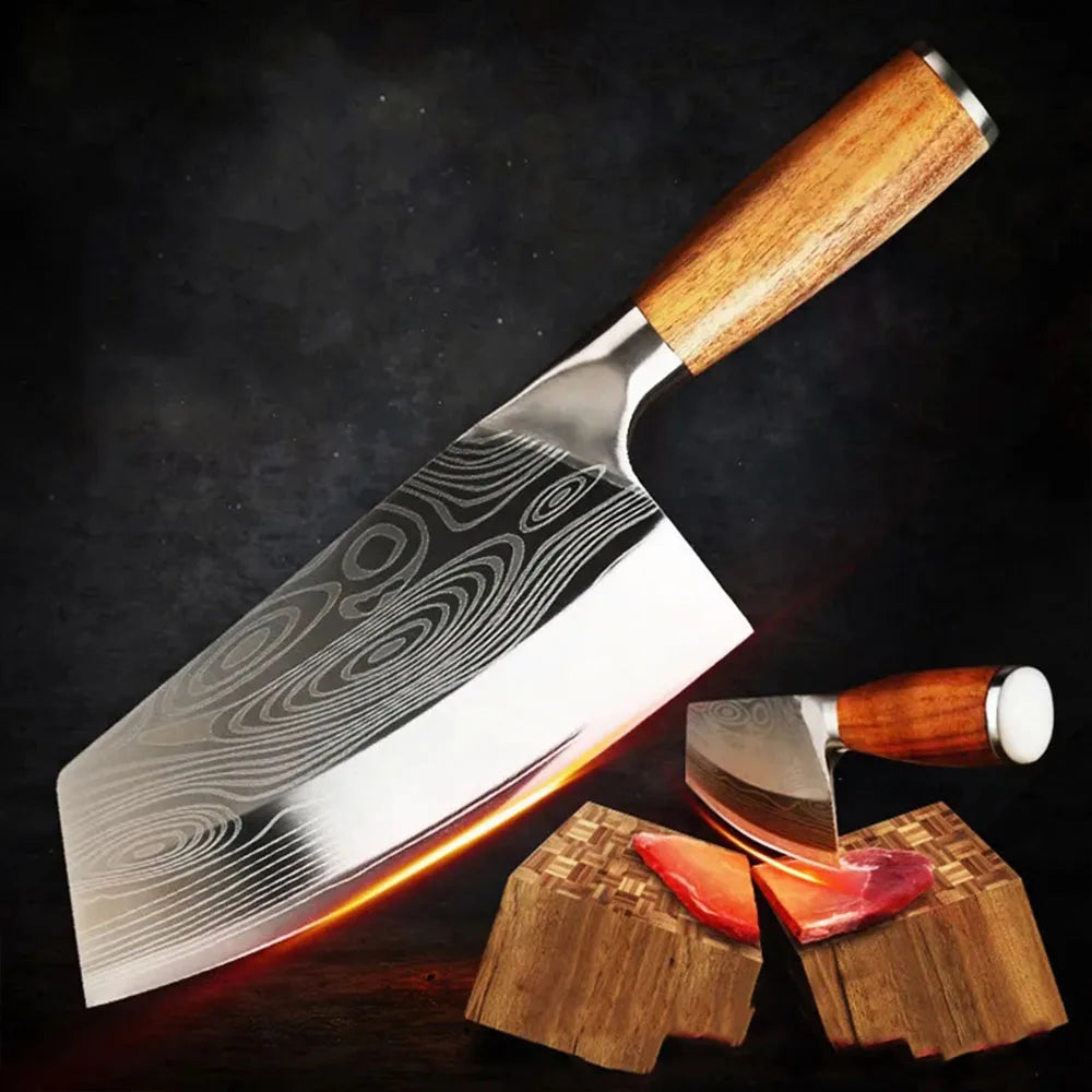 Cuchillo de Carnicero Profesional con Patrón Damasco Láser - 369 view