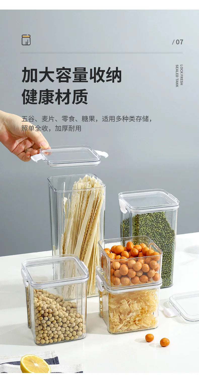 Food Box Storage Container With Airtight Lid Condiment Organizer Plastic Dispenser Jar Hermetic Kitchen Cereal Snack Spaghetti - 369 view