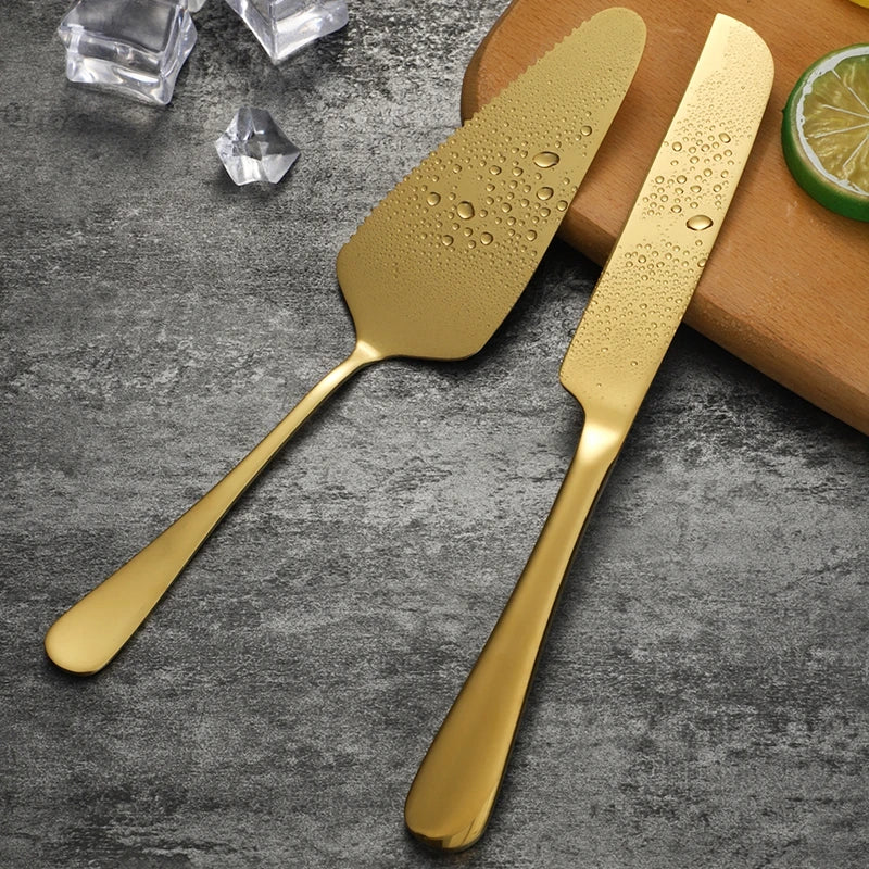 2Pcs Cake Knife Shovel Set Stainless Steel Tableware Kit Cake Cutting Tools Pie Pizza Spatula Wedding Birthday Party Supplies - 369 view