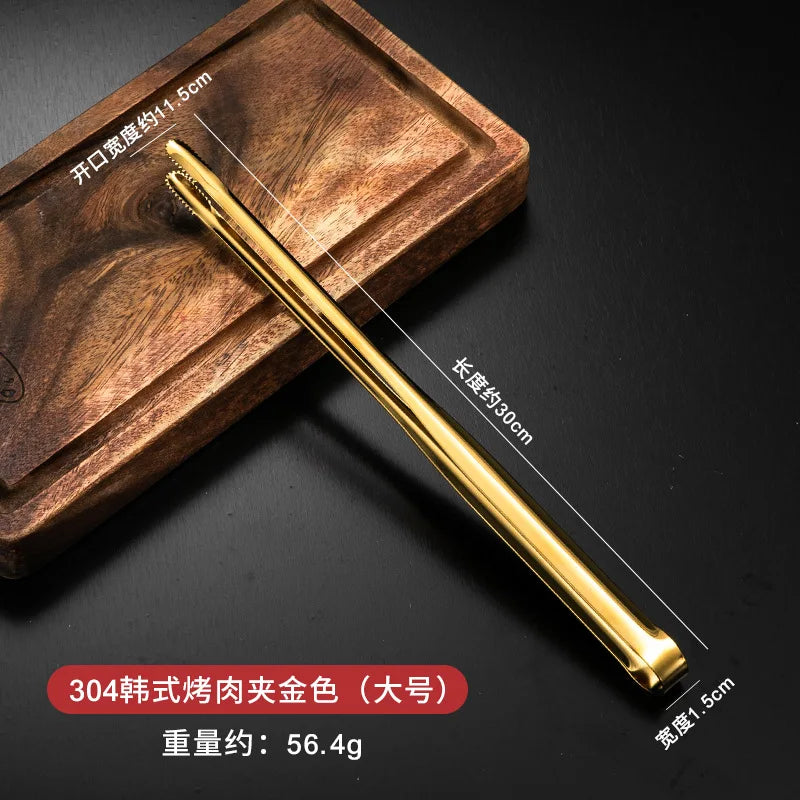 Dropshipping Stainless Steel Kitchen BBQ Tongs Non-stick Smart Grill Meat Clip Food Cooking Clamp Gold/Silver Accessories - 369 view