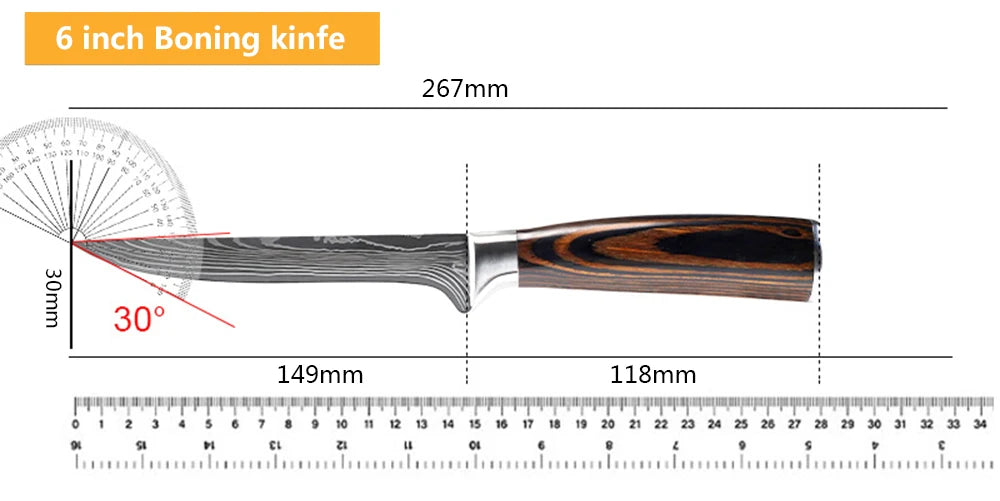 Juego de Cuchillos de Chef – Santoku Japonés, Patrón Damasco Láser, Ultra Afilados - 369 view