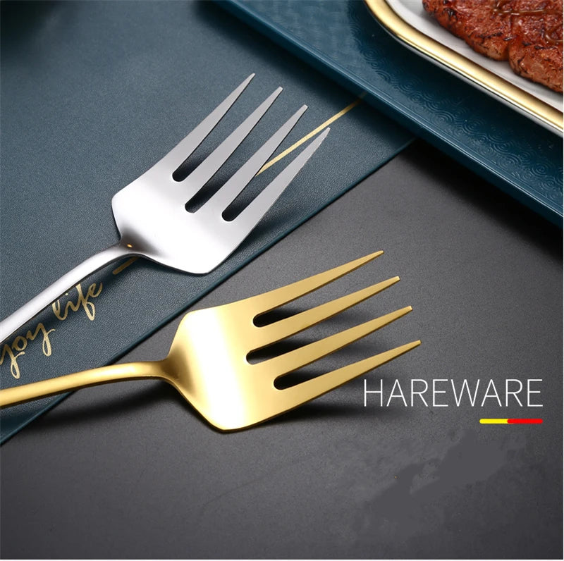 Stainless Steel Gold Korean Serving Spoon Tableware Soup Ladle Colander Fork Shovel Restaurant Public Cutlery Kitchen Utensil - 369 view