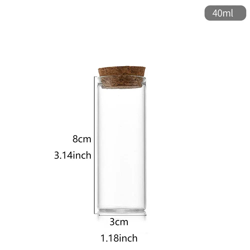 10ml/15ml/20ml/30ml/40ml/50ml/55ml/60ml/80ml/100ml Cork Stopper Dragees Jars BottlesSmall Glass Test Tube with Cork 20 pieces - 369 view