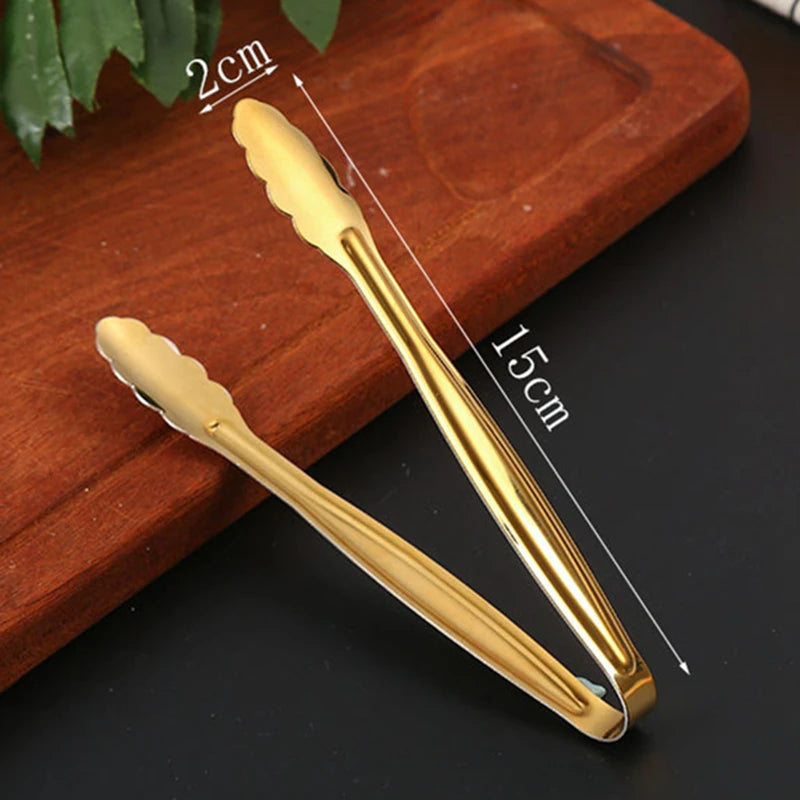 Dropshipping Stainless Steel Kitchen BBQ Tongs Non-stick Smart Grill Meat Clip Food Cooking Clamp Gold/Silver Accessories - 369 view