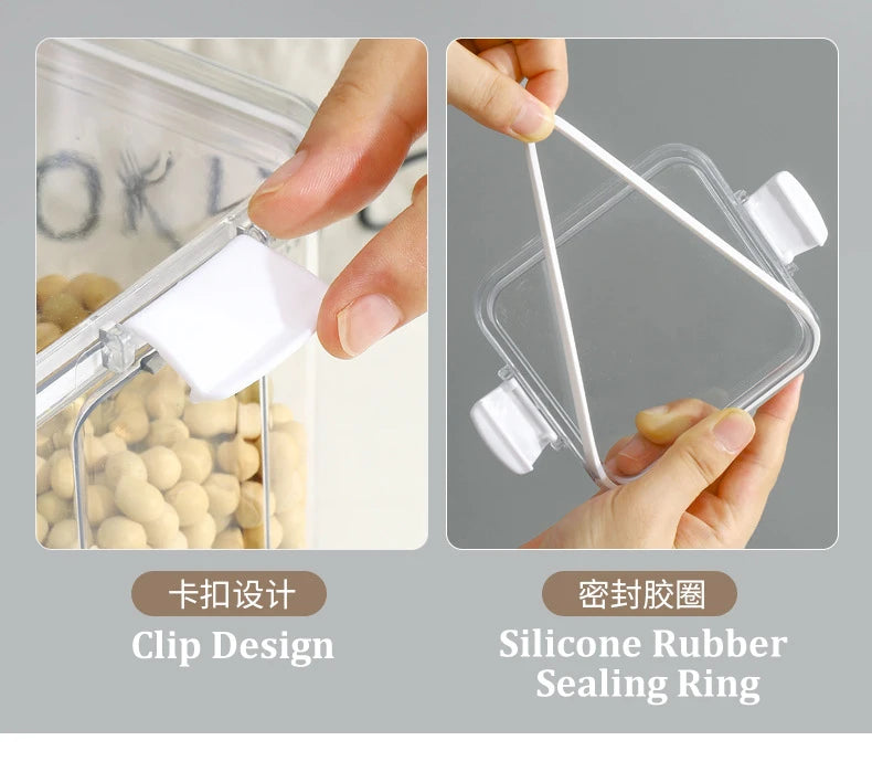 Food Box Storage Container With Airtight Lid Condiment Organizer Plastic Dispenser Jar Hermetic Kitchen Cereal Snack Spaghetti - 369 view