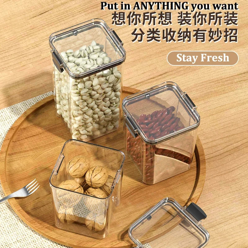 Food Box Storage Container With Airtight Lid Condiment Organizer Plastic Dispenser Jar Hermetic Kitchen Cereal Snack Spaghetti - 369 view