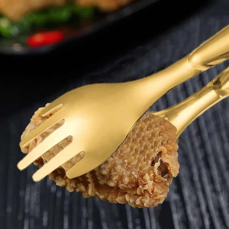 1/2pcs Kitchen Food Tongs Stainless Steel Creative Meat Salad Bread Clips Non Slip BBQ Clips Home Kitchen Cooking Accessories - 369 view