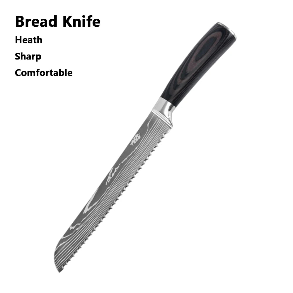 Juego de Cuchillos de Chef – Santoku Japonés, Patrón Damasco Láser, Ultra Afilados - 369 view